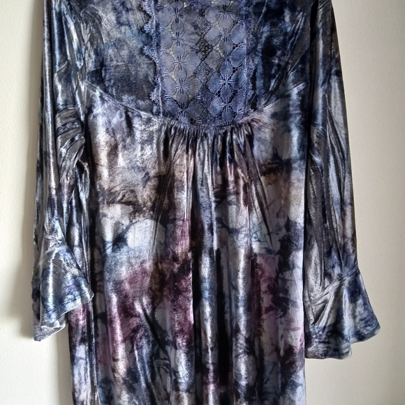 Live and Let Live Top Velour Size Large Whimsigoth Artsy Boho - Picture 8 of 14